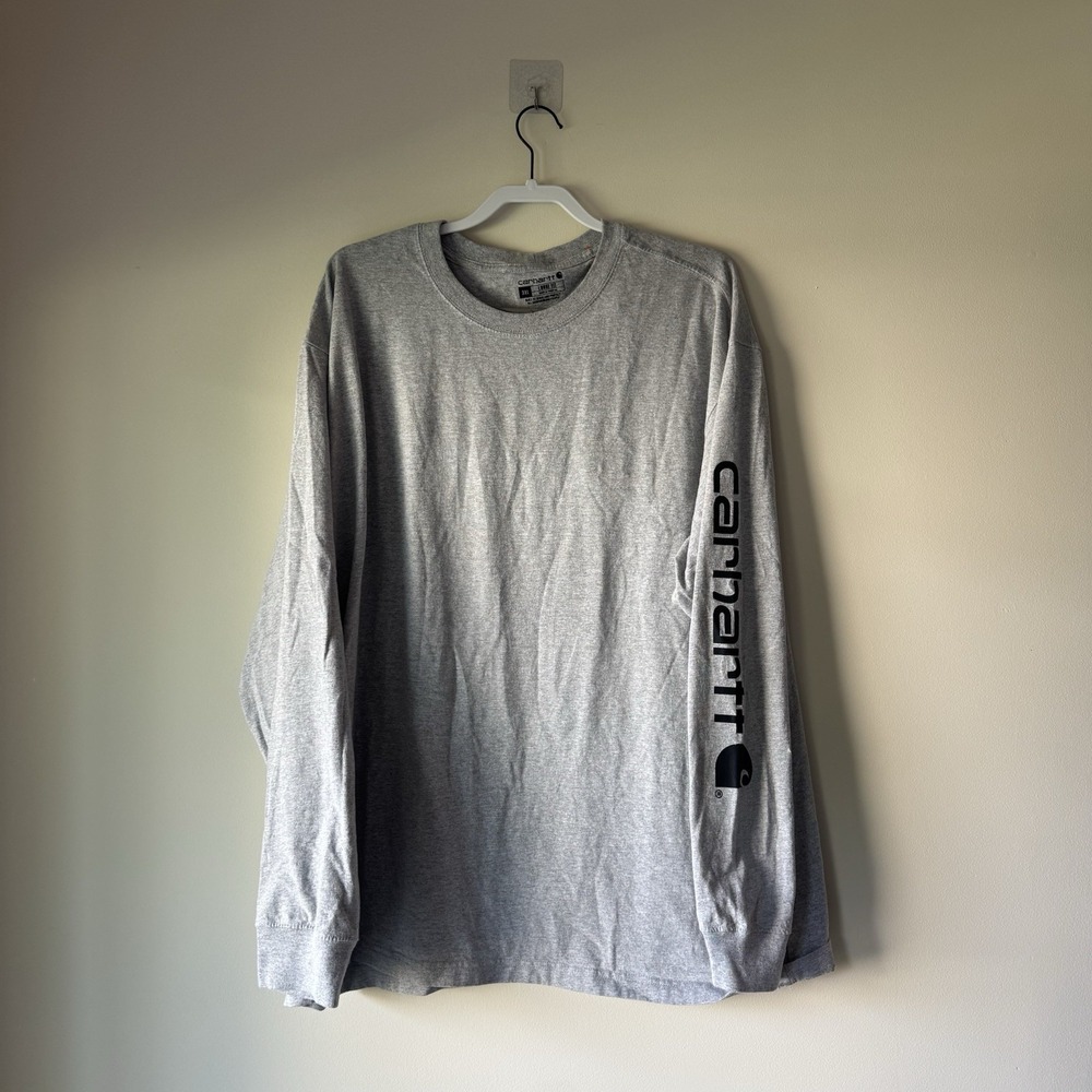Carhartt Graphic Sleeve Long Sleeve T Shirt Grey Loose Fit Workwear Size 3XL